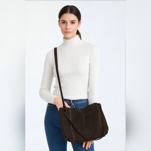 Vintage Monsac Original chocolate Brown Genuine Suede Bag.